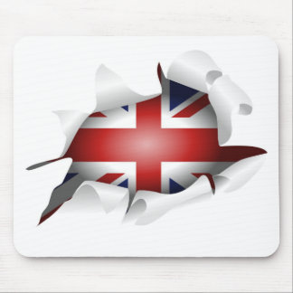 Fun Ripped Hole With Union jack Flag Mouse Mat