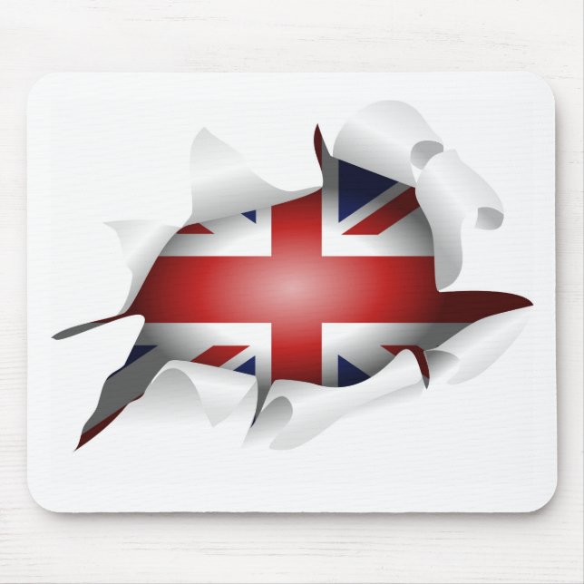 Fun Ripped Hole With Union jack Flag Mouse Mat (Front)