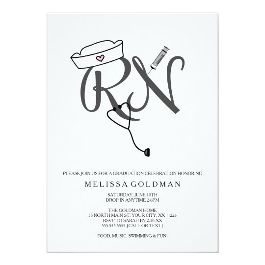 Fun RN nurse graduation invites simply stated