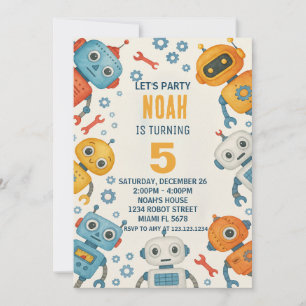 Fun Robot Birthday Invitation for Kids