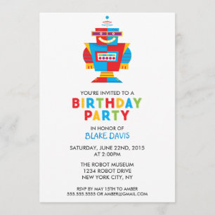 Fun Robot Birthday Party Invitation