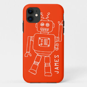 Fun robot named orange & white boys  iPhone 11 case