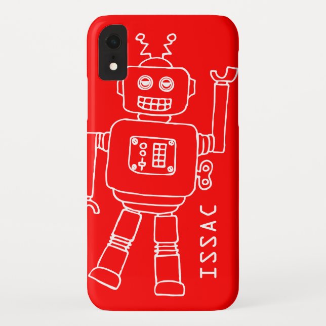 Fun robot named red & white boys ipod touch case (Back)