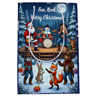 Fun, Rock, Merry Christmas! Medium Gift Bag