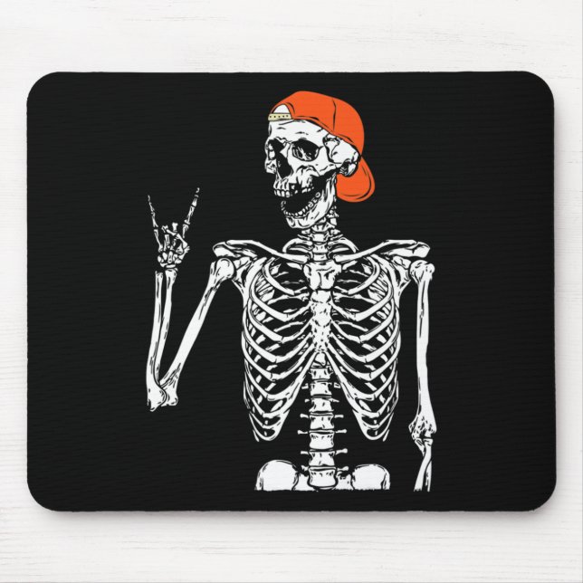 Fun Rocker Skeleton Hand Rock On Costume Halloween Mouse Mat (Front)