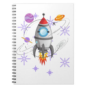 Fun Rocket Ship Space Stars Planets Notebook