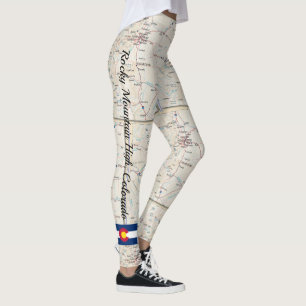 Fun Rocky Mountain Colorado Map Leggings Pants