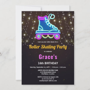 Fun Roller Skating Birthday Party Invitation