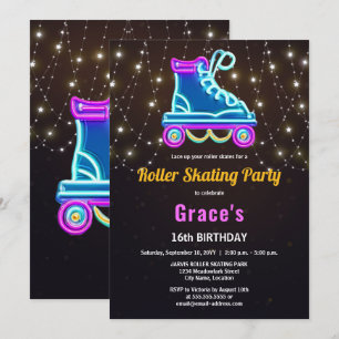 Fun Roller Skating Birthday Party Invitation