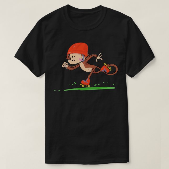 Fun Roller Skating Monkey T-Shirt (Design Front)