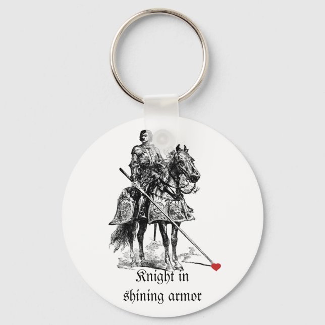 Fun Romantic Knight in Shining Armour Humour Key Ring (Front)