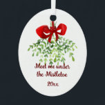 Fun Romantic Meet Under Mistletoe Quote Christmas  Metal Tree Decoration<br><div class="desc">Fun Romantic Meet Under Mistletoe Quote Christmas Watercolor Art</div>