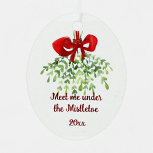 Fun Romantic Meet Under Mistletoe Quote Christmas  Metal Tree Decoration