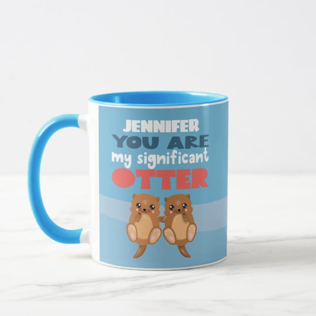 Fun romantic significant OTTER word pun custom Mug (Left)