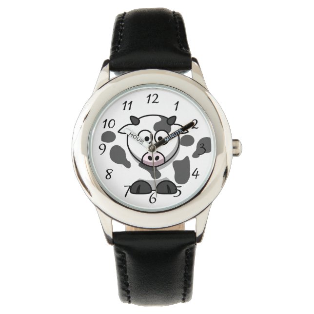 Fun Round Cartoon Cow Kids Watch (Front)