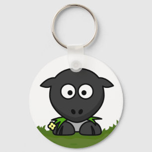Fun Round Cartoon Sheep Key Ring
