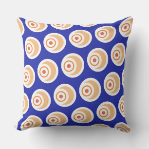 Fun Royal Blue Orange Tiled Concentric Art Pattern Cushion