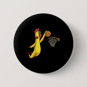 Fun Rubber Chicken Playing Basketball Player Sport 6 Cm Round Badge