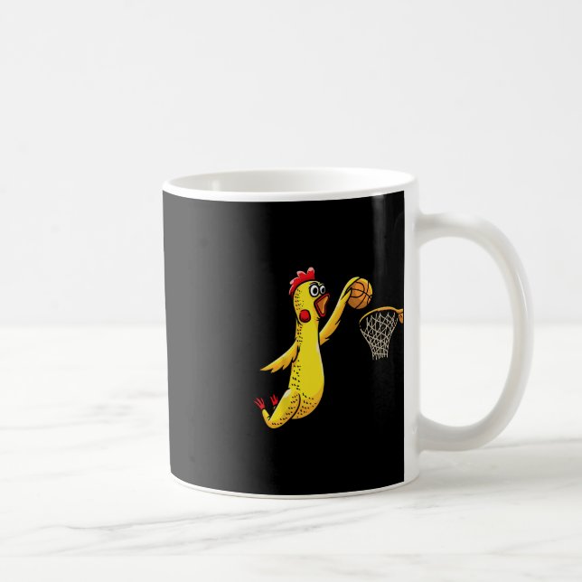 Fun Rubber Chicken Playing Basketball Player Sport Coffee Mug (Right)
