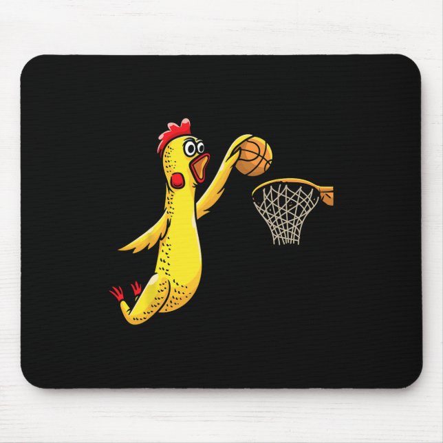 Fun Rubber Chicken Playing Basketball Player Sport Mouse Mat (Front)