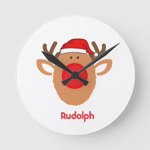 Fun Rudolph Christmas  Round Clock