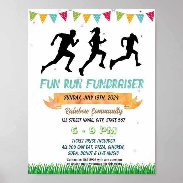 Fun run Marathon event template Poster (Front)