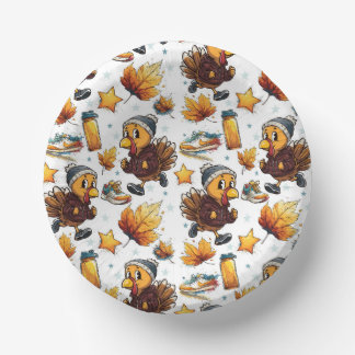 Fun Run Turkey Trot 5K Thanksgiving Running Design Paper Plate