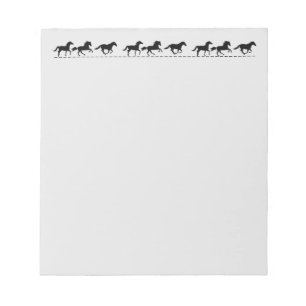 Fun Running Horses Black Silhouette Graphic art Notepad