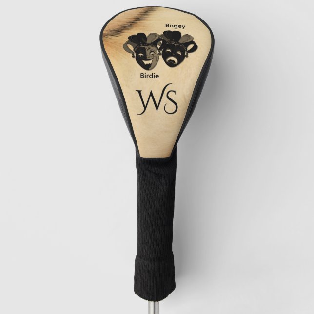 Fun Rustic Comedy and Tragedy Theatre Monogram Golf Head Cover (Front)
