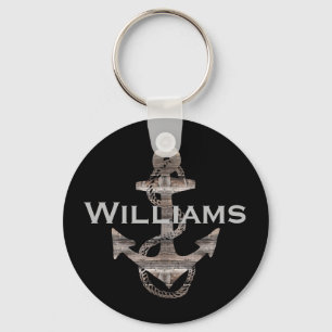 fun rustic, nautical ANCHOR WITH NAME   Keychain