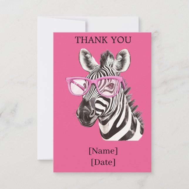 Fun Safari Animal Design - Zebra Thank You Card (Front)