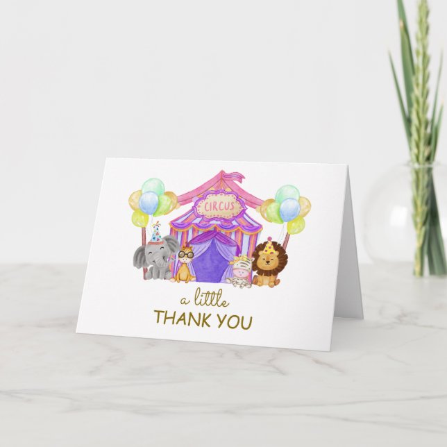 Fun Safari Circus Carnival Balloon Baby Shower  Thank You Card (Front)