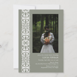 Fun Sage Green Minimalist Photo Bridal Shower Invitation