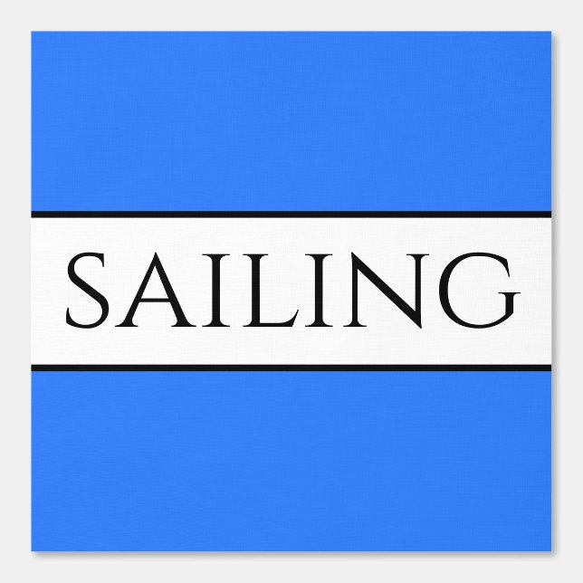 Fun SAILING Text Bright Blue Black White Stripes Wallpaper (Front)