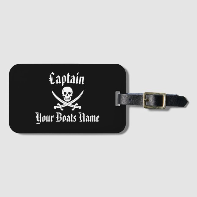 Fun sailors pirate skull luggage tag (Front Horizontal)