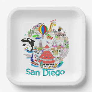Fun San Diego California Paper Plate