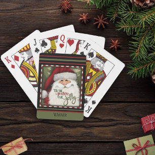 Fun Santa Christmas Festive Red Green Inspirivity Playing Cards