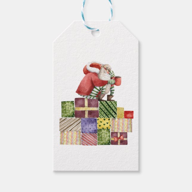 Fun Santa Christmas Holiday Gift Tags (Front)