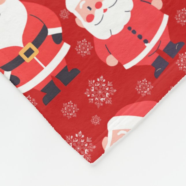 Fun Santa Christmas Pattern Name Fleece Blanket (Corner)