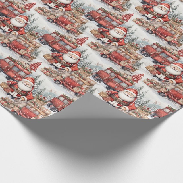 Fun Santa Christmas wrapping paper roll (Corner)