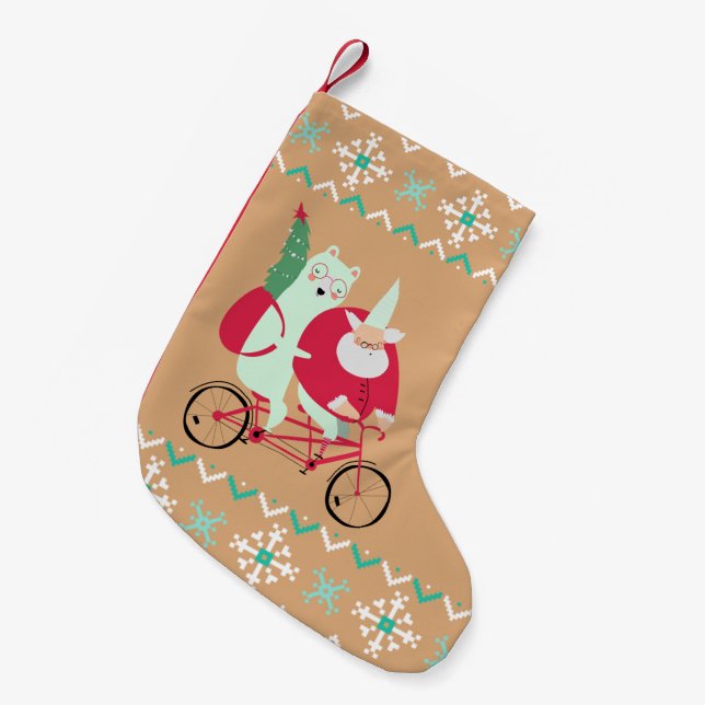 Fun Santa Claus Christmas Holidays Small Christmas Stocking (Front (Hanging))