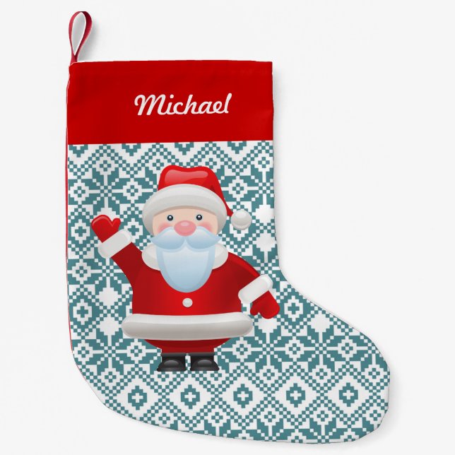 Fun Santa Claus Custom Name  Small Christmas Stocking (Front)