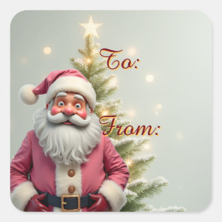 Fun Santa Claus Holiday Themed Square Sticker