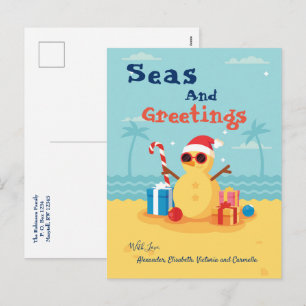 Fun Santa Claus Season Happy New Year Holiday Postcard