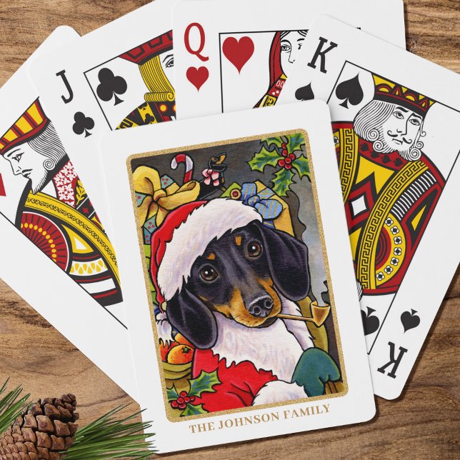 Fun Santa Dog Dachshund Pipe Christmas Custom  Playing Cards (Creator Uploaded)