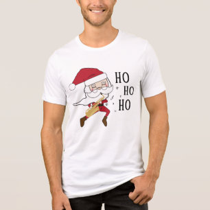 Fun Santa Playing Saxophone Whimsical Cute Music Tri-Blend Shirt