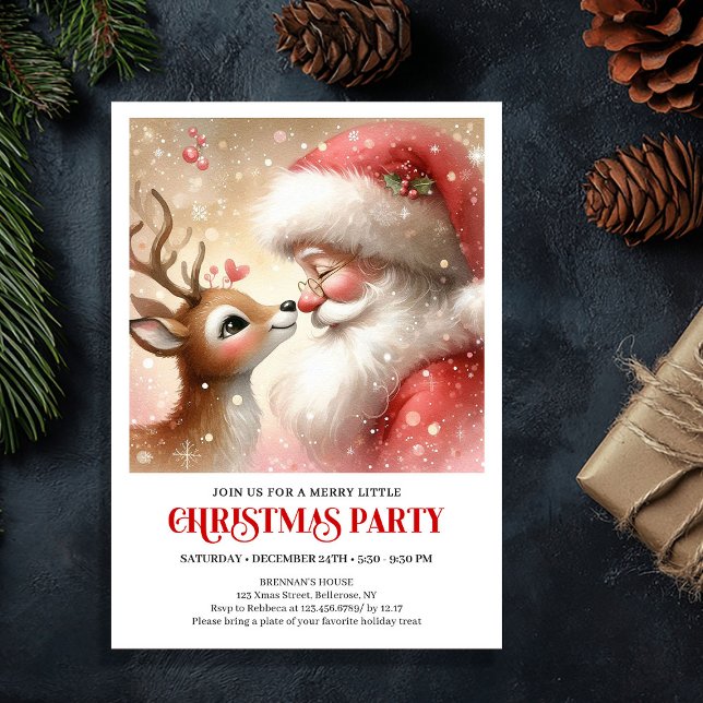 Fun Santa Rudolph Family Christmas Invitation (Fun Santa Rudolph Family Christmas Invitation)