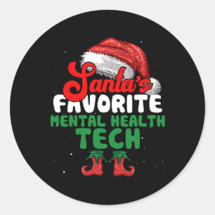 Fun Santa's Favourite Mental Health Tech Christmas Classic Round Sticker