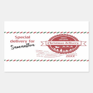 Fun Santa's Special Delivery Christmas Rectangular Sticker