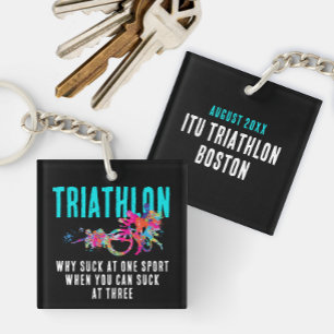Fun Sarcastic Colourful Triathlon Paint Splatters Key Ring